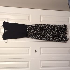 DKNY sleeveless black and white high low dress